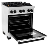 ZLINE Autograph Edition 30" 4.0 cu. ft. Dual Fuel Range with Gas Stove and Electric Oven in DuraSnow Stainless Steel with Accents (RASZ-SN-30) [Color: Matte Black] - (RASZSN30MB)