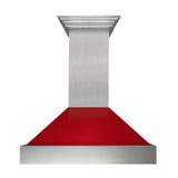 ZLINE Ducted DuraSnow Stainless Steel Range Hood with Red Gloss Shell (8654RG) - (8654RG30)