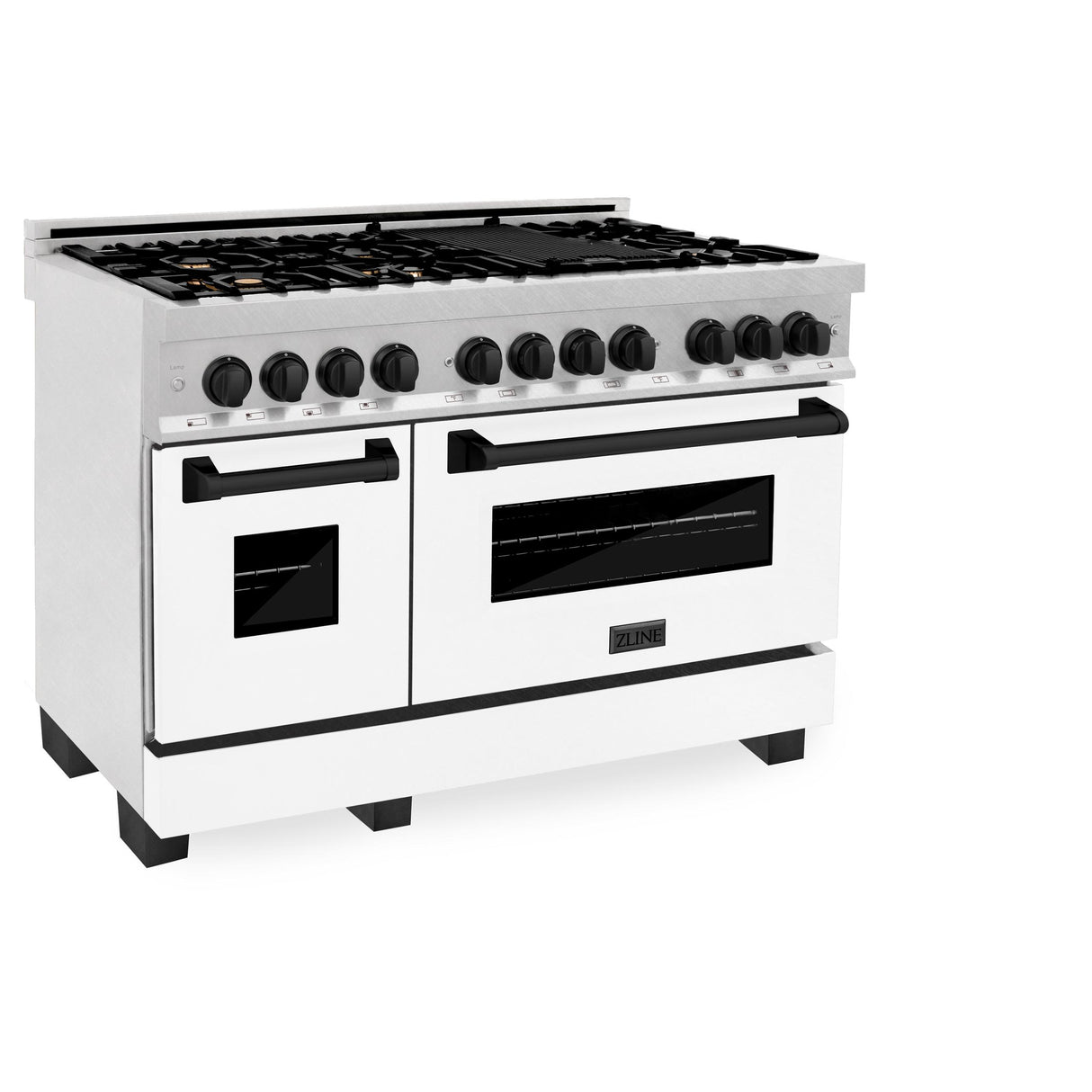 ZLINE Autograph Edition 48" 6.0 cu. ft. Dual Fuel Range with Gas Stove and Electric Oven in DuraSnow Stainless Steel with White Matte Door with Accents (RASZ-WM-48) [Color: Matte Black] - (RASZWM48MB)