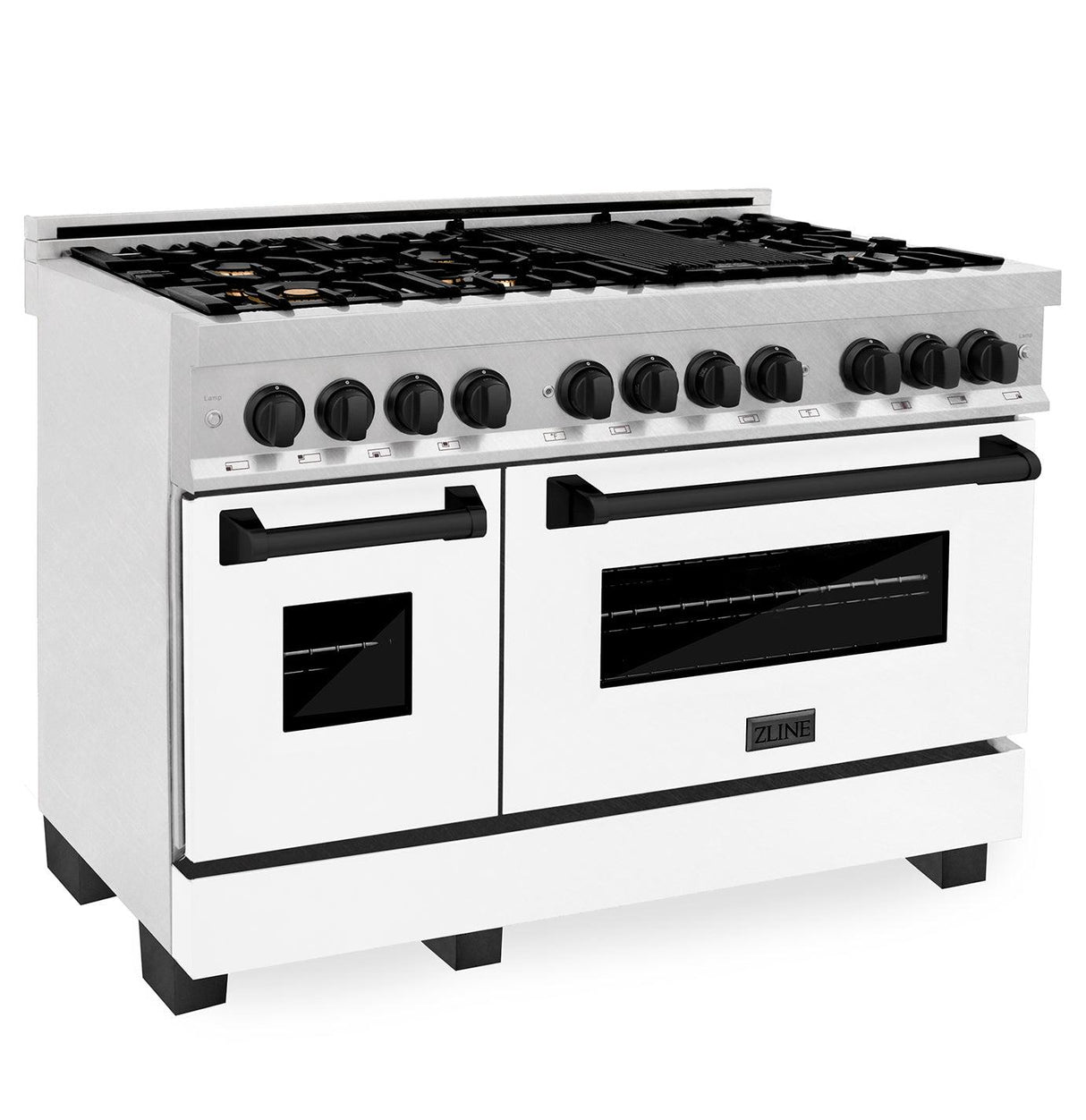 ZLINE Autograph Edition 48" 6.0 cu. ft. Dual Fuel Range with Gas Stove and Electric Oven in DuraSnow Stainless Steel with White Matte Door with Accents (RASZ-WM-48) [Color: Matte Black] - (RASZWM48MB)