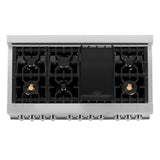 ZLINE 48 in. 6.0 cu. ft. Electric Oven and Gas Cooktop Dual Fuel Range with Griddle and Brass Burners in Stainless Steel (RA-BR-GR-48) - (RABRGR48)