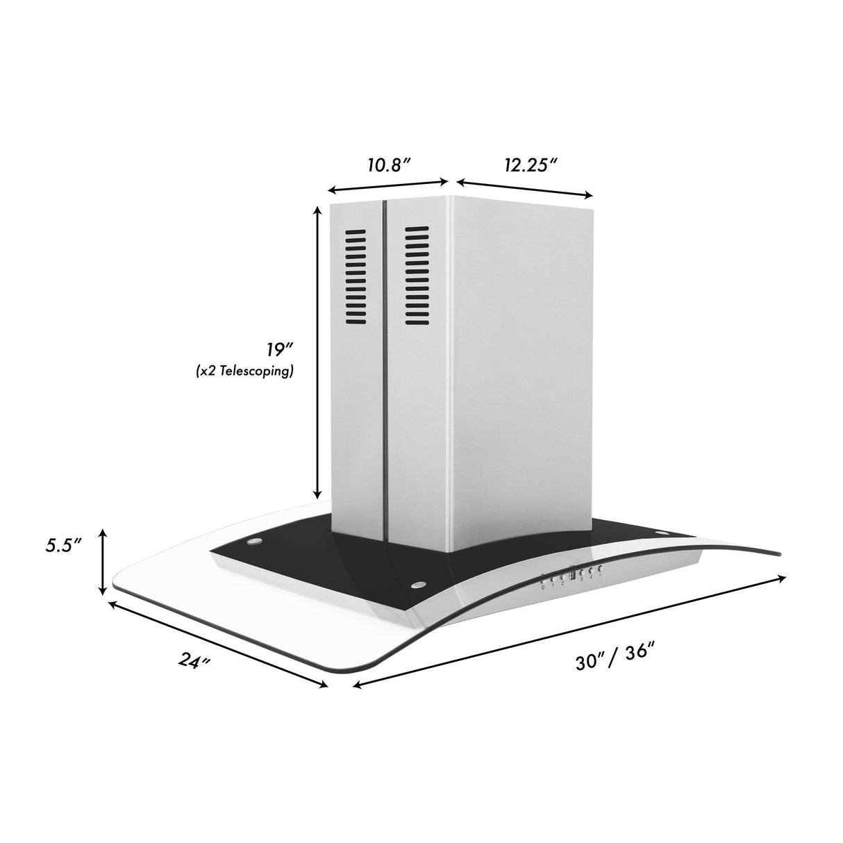 ZLINE Island Mount Range Hood in Stainless Steel & Glass (GL5i) - (GL5I30)