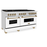 ZLINE Autograph Edition 60" 7.4 cu. ft. Dual Fuel Range with Gas Stove and Electric Oven in Stainless Steel with White Matte Door and Accents (RAZ-WM-60) [Color: Champagne Bronze] - (RAZWM60CB)