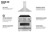 ZLINE 30 in. Kitchen Package with Stainless Steel Dual Fuel Range and Convertible Vent Range Hood (2KP-RARH30) - (2KPRARH30)