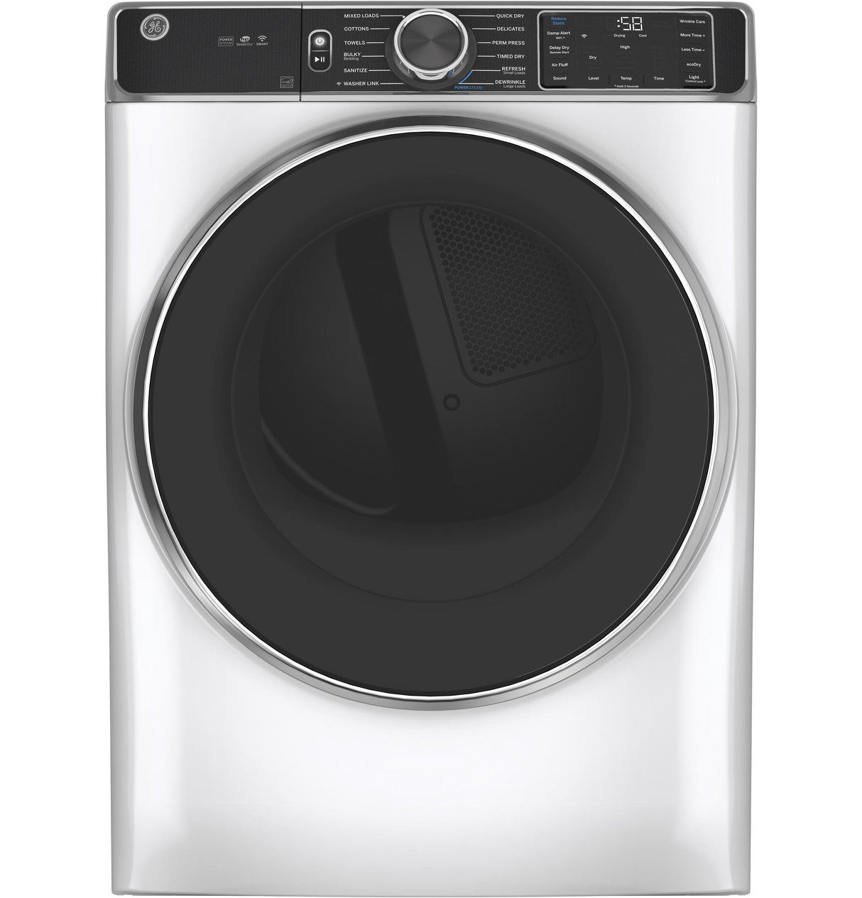 GE(R) ENERGY STAR(R) 7.8 cu. ft. Capacity Smart Front Load Electric Dryer with Steam and Sanitize Cycle - (GFD85ESSNWW)