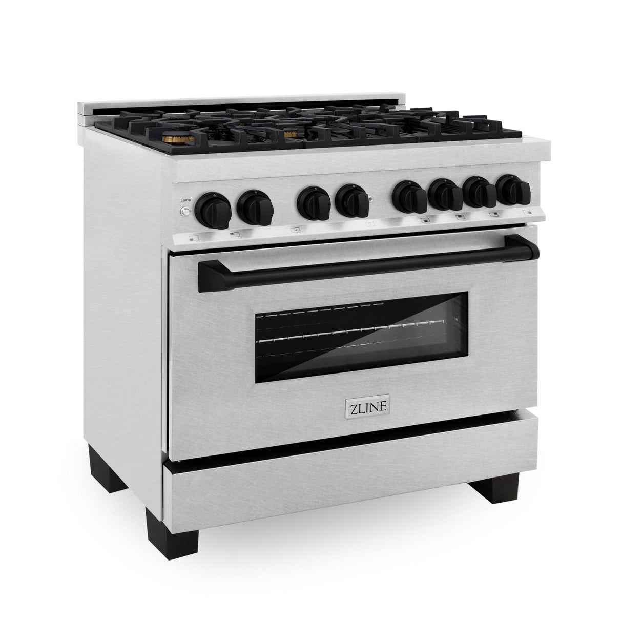 ZLINE Autograph Edition 36 in. 4.6 cu. ft. Dual Fuel Range with Gas Stove and Electric Oven in DuraSnow Stainless Steel with Accents (RASZ-SN-36) [Color: Matte Black] - (RASZSN36MB)