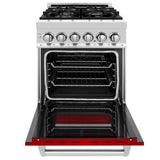 ZLINE 24 in. Professional Dual Fuel Range with Color Door Options (RA24) [Color: Red Gloss] - (RARG24)