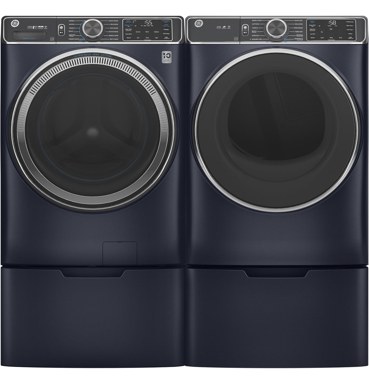 GE(R) ENERGY STAR(R) 7.8 cu. ft. Capacity Smart Front Load Electric Dryer with Steam and Sanitize Cycle - (GFD85ESPNRS)