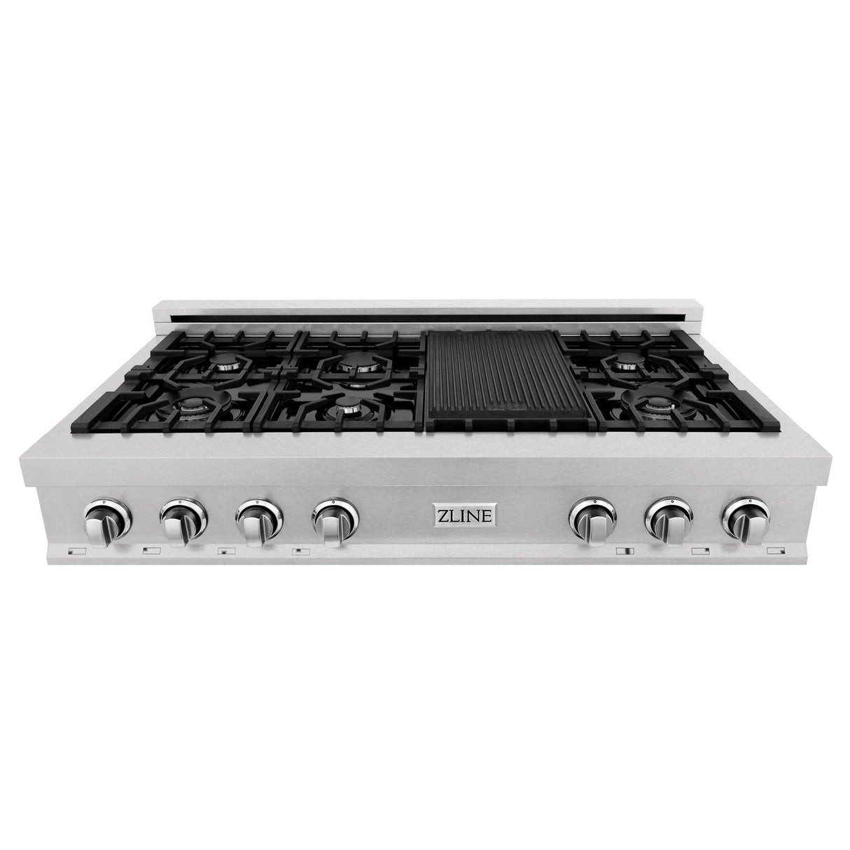 ZLINE 48" Porcelain Gas Stovetop in Fingerprint Resistant Stainless Steel with 7 Gas Burners and Griddle (RTS-48) [Color: DuraSnow Stainless Steel] - (RTS48)