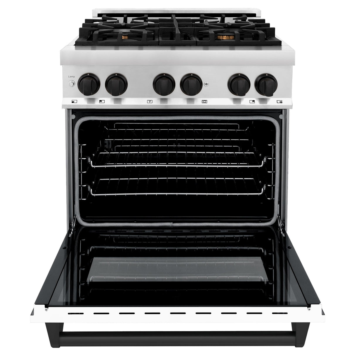 ZLINE Autograph Edition 30 in. 4.0 cu. ft. Dual Fuel Range with Gas Stove and Electric Oven in Stainless Steel with White Matte Door and Accents (RAZ-WM-30) [Color: Matte Black] - (RAZWM30MB)