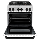 ZLINE Autograph Edition 30 in. 4.0 cu. ft. Dual Fuel Range with Gas Stove and Electric Oven in Stainless Steel with White Matte Door and Accents (RAZ-WM-30) [Color: Matte Black] - (RAZWM30MB)