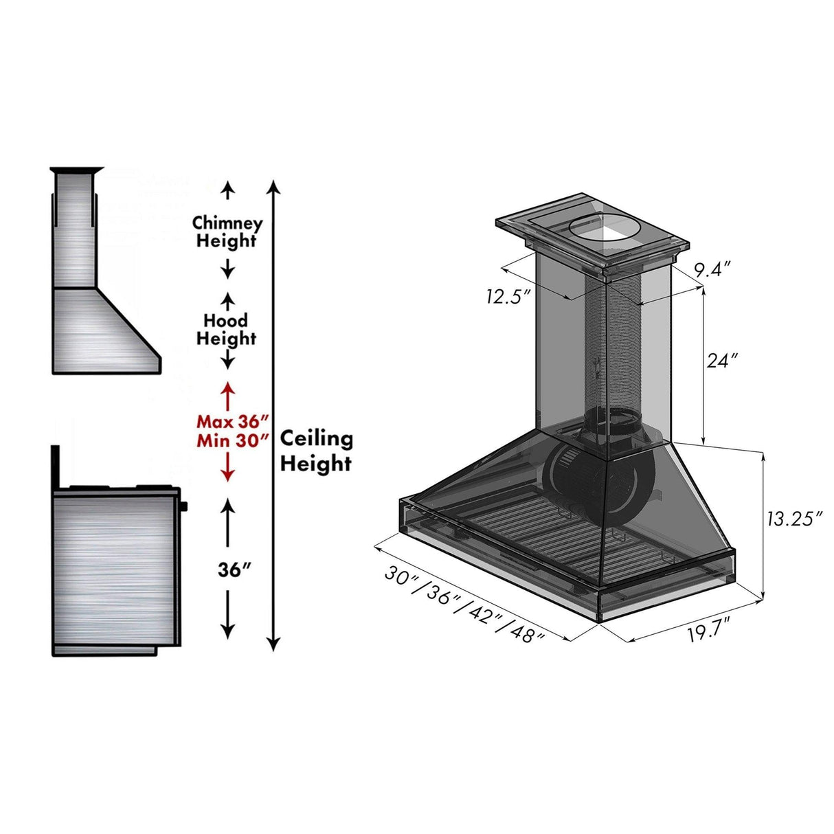 ZLINE Convertible Vent Wooden Wall Mount Range Hood in Antigua and Walnut (KBAR) - (KBAR30)