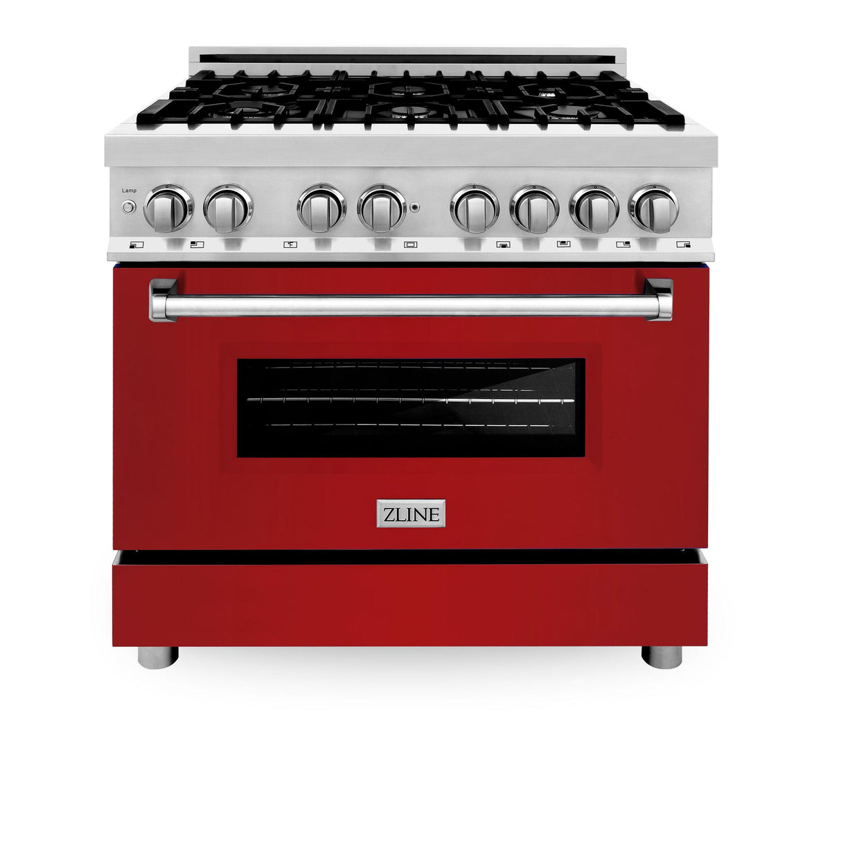 ZLINE 36 in. Dual Fuel Range with Gas Stove and Electric Oven in Stainless Steel (RA36) [Color: Red Gloss] - (RARG36)