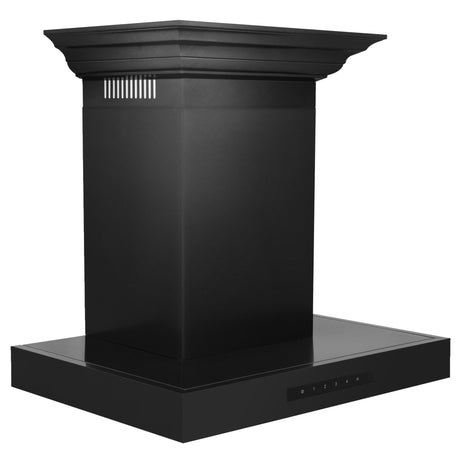 ZLINE Convertible Vent Wall Mount Range Hood in Black Stainless Steel with Crown Molding (BSKENCRN) - (BSKENCRN30)