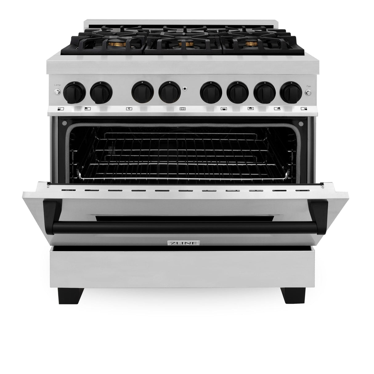 ZLINE Autograph Edition 36" 4.6 cu. ft. Dual Fuel Range with Gas Stove and Electric Oven in Stainless Steel with Accents (RAZ-36) [Color: Matte Black] - (RAZ36MB)