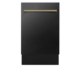 ZLINE Autograph Edition 18' Compact 3rd Rack Top Control Dishwasher in Black Stainless Steel with Accent Handle, 51dBa (DWVZ-BS-18) [Color: Champagne Bronze] - (DWVZBS18CB)