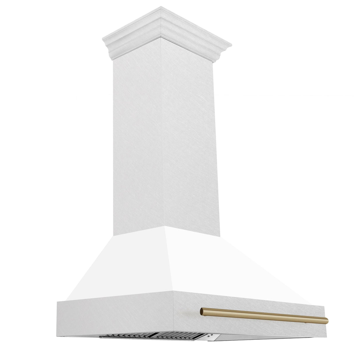 36 in. ZLINE Autograph Edition DuraSnow Stainless Steel Range Hood with White Matte Shell and Accented Handle (8654SNZ-WM36) [Color: Champagne Bronze] - (8654SNZWM36CB)