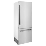 ZLINE 30" 16.1 cu. ft. Built-In 2-Door Bottom Freezer Refrigerator with Internal Water and Ice Dispenser in Stainless Steel (RBIV-304-30) - (RBIV30430)