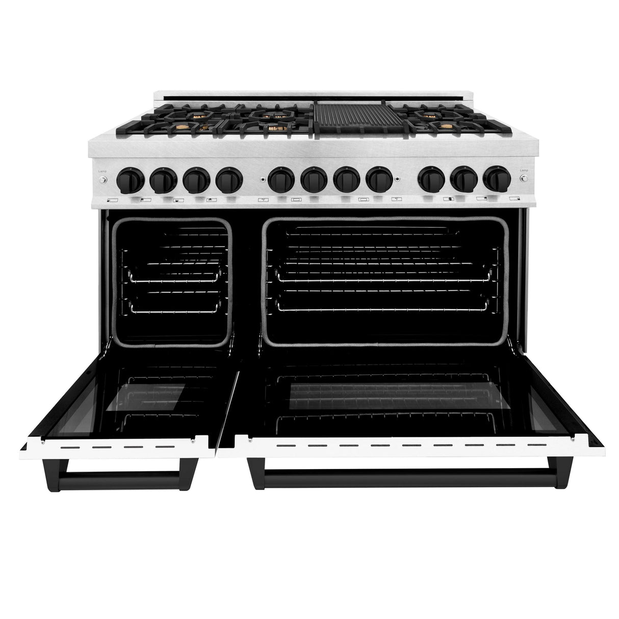 ZLINE Autograph Edition 48" 6.0 cu. ft. Dual Fuel Range with Gas Stove and Electric Oven in DuraSnow Stainless Steel with White Matte Door with Accents (RASZ-WM-48) [Color: Matte Black] - (RASZWM48MB)