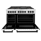 ZLINE Autograph Edition 48" 6.0 cu. ft. Dual Fuel Range with Gas Stove and Electric Oven in DuraSnow Stainless Steel with White Matte Door with Accents (RASZ-WM-48) [Color: Matte Black] - (RASZWM48MB)