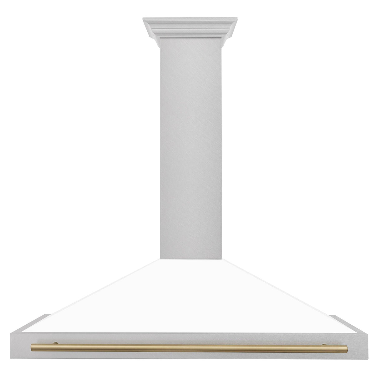 ZLINE 48 in. Autograph Edition DuraSnow Stainless Steel Range Hood with White Matte Shell and Accented Handles (KB4SNZ-WM48) [Color: Champagne Bronze Accents] - (KB4SNZWM48CB)