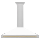 ZLINE 48 in. Autograph Edition DuraSnow Stainless Steel Range Hood with White Matte Shell and Accented Handles (KB4SNZ-WM48) [Color: Champagne Bronze Accents] - (KB4SNZWM48CB)