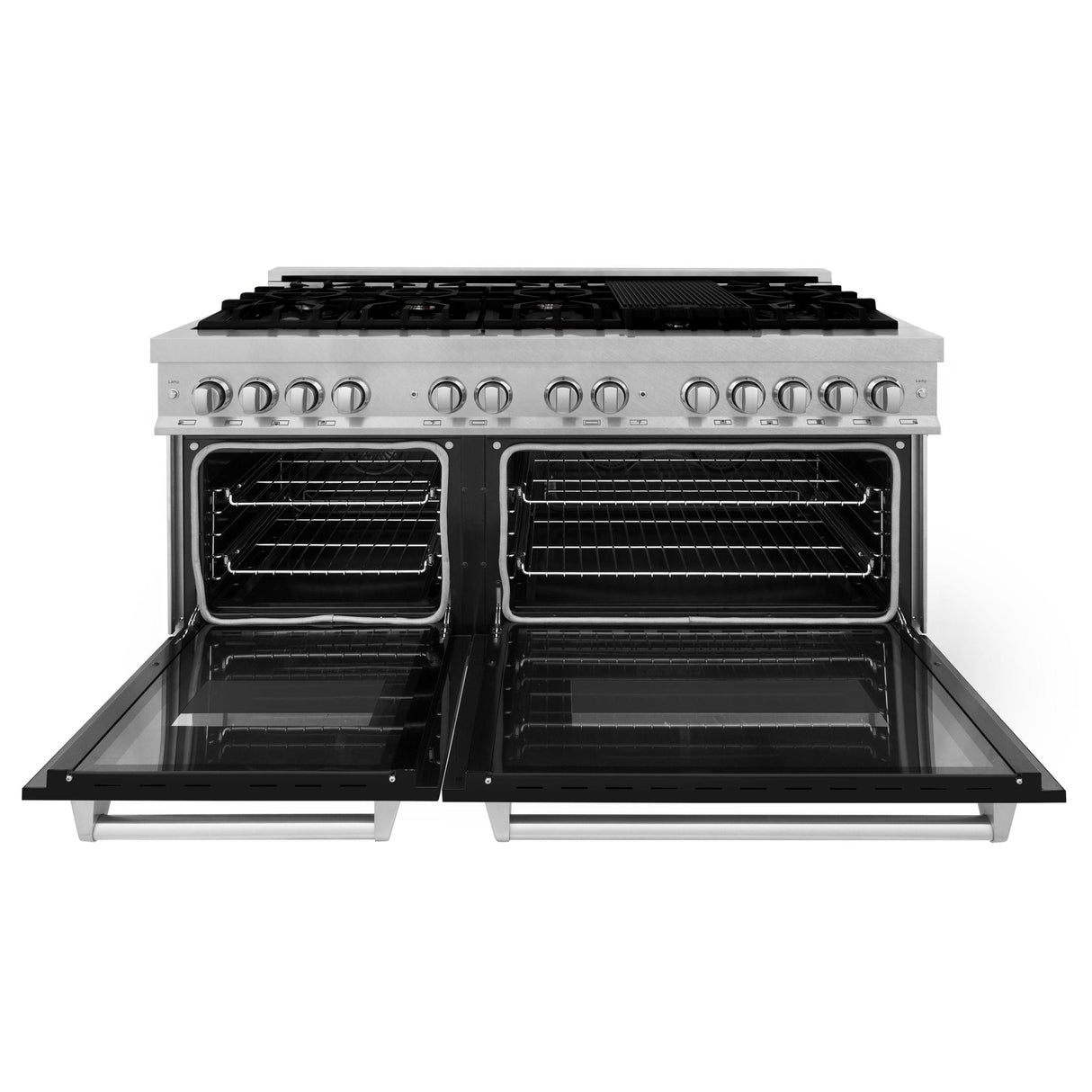 ZLINE 60 in. 7.4 cu. ft. Dual Fuel Range with Gas Stove and Electric Oven in DuraSnow Stainless Steel and Colored Door Options (RAS-60) [Color: DuraSnow Stainless Steel with Black Matte Door] - (RASBLM60)