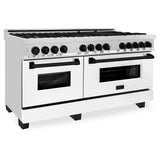 ZLINE Autograph Edition 60" 7.4 cu. ft. Dual Fuel Range with Gas Stove and Electric Oven in Stainless Steel with White Matte Door and Accents (RAZ-WM-60) [Color: Matte Black] - (RAZWM60MB)