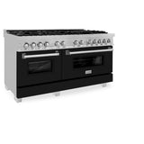 ZLINE 60 in. 7.4 cu. ft. Dual Fuel Range with Gas Stove and Electric Oven in DuraSnow Stainless Steel and Colored Door Options (RAS-60) [Color: DuraSnow Stainless Steel with Black Matte Door] - (RASBLM60)