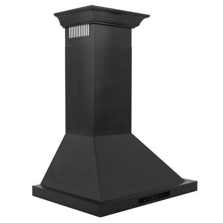 ZLINE Convertible Vent Wall Mount Range Hood in Black Stainless Steel with Crown Molding (BSKBNCRN) - (BSKBNCRN24)