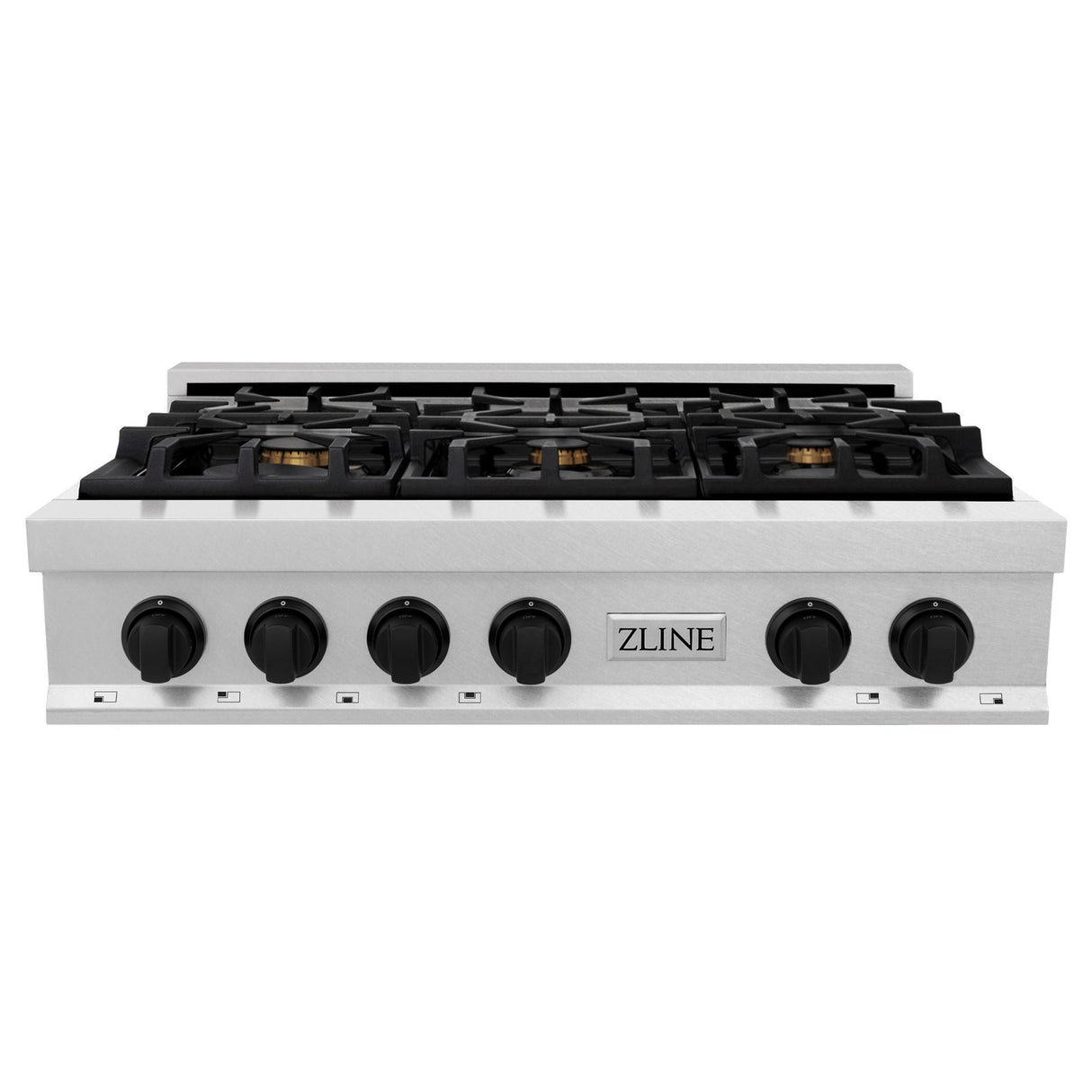 ZLINE Autograph Edition 36" Porcelain Rangetop with 6 Gas Burners in Fingerprint Resistant Stainless Steel and Matte Black Accents (RTSZ-36-MB) - (RTSZ36MB)