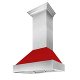 ZLINE Ducted DuraSnow Stainless Steel Range Hood with Red Matte Shell (8654RM) - (8654RM30)