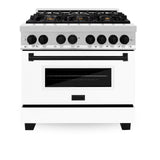 ZLINE Autograph Edition 36" 4.6 cu. ft. Dual Fuel Range with Gas Stove and Electric Oven in Stainless Steel with White Matte Door and Accents (RAZ-WM-36) [Color: Matte Black] - (RAZWM36MB)