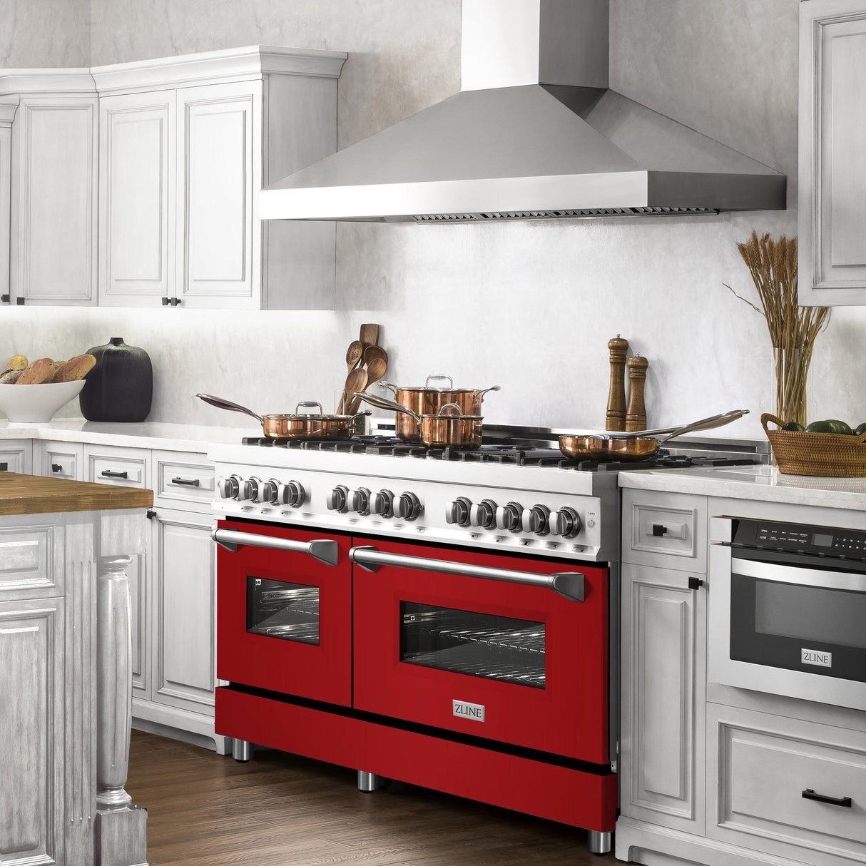 ZLINE 60 in. 7.4 cu. ft. Dual Fuel Range with Gas Stove and Electric Oven in Stainless Steel with Color Options (RA60) [Color: Red Gloss] - (RARG60)