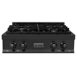 ZLINE 30 in. Porcelain Rangetop in Black Stainless with 4 Gas Burners (RTB-30) Available with Brass Burners - (RTB30)