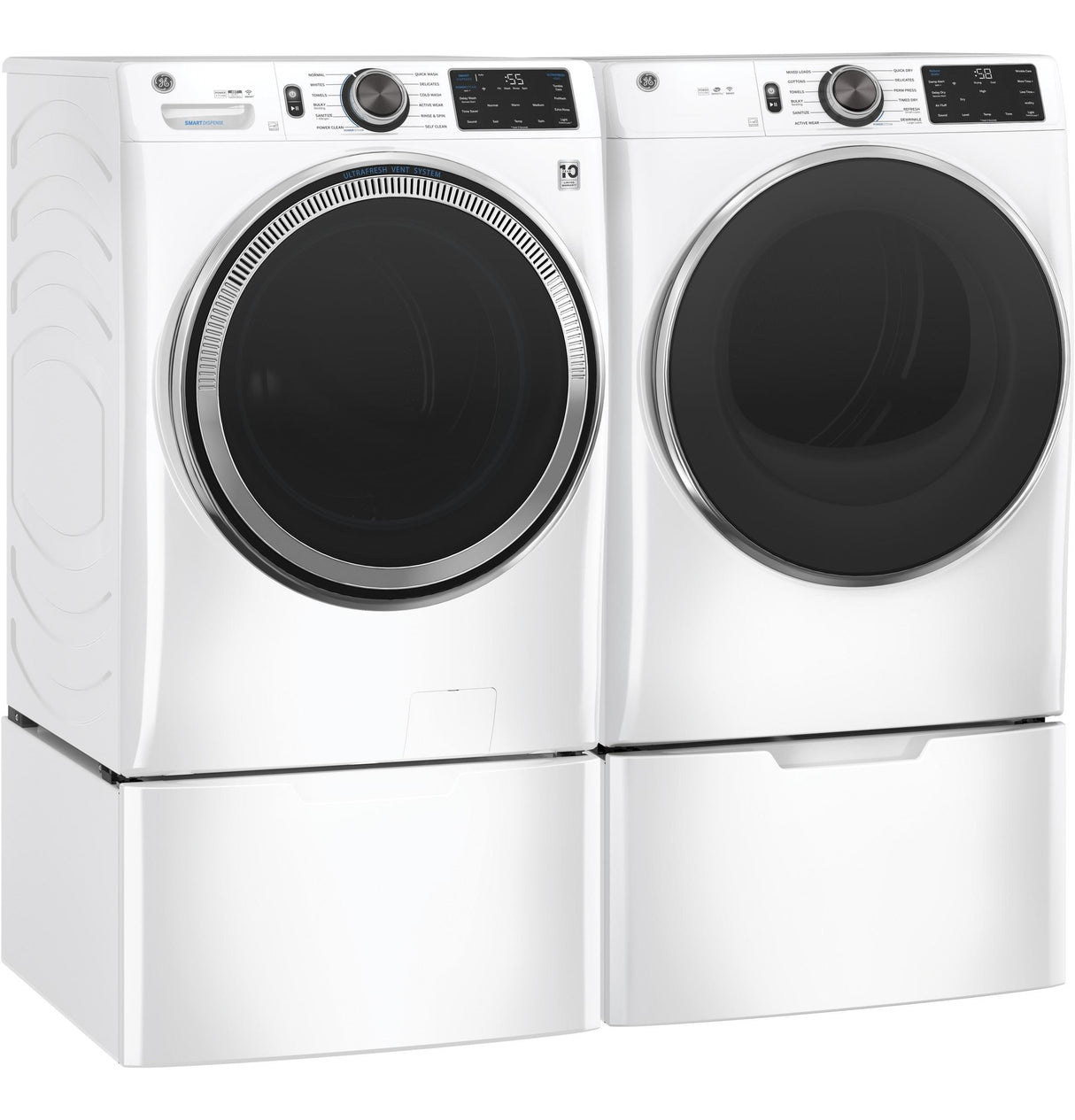 GE(R) ENERGY STAR(R) 7.8 cu. ft. Capacity Smart Front Load Electric Dryer with Steam and Sanitize Cycle - (GFD65ESSNWW)