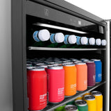 ZLINE 24" Autograph Edition 154 Can Beverage Cooler Fridge with Adjustable Shelves in Stainless Steel with Matte Black Accents (RBVZ-US-24-MB) - (RBVZUS24MB)