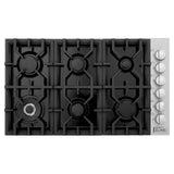 ZLINE Dropin Cooktop in Stainless Steel (Gas) (RC36-PBT) [Color: ZLINE 36" Gas Cooktop with 6 Gas Burners and Black Porcelain Top (RC36-PBT)] - (RC36PBT)