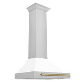 ZLINE 30 in. Autograph Edition Convertible Stainless Steel Range Hood with White Matte Shell [Color: Champagne Bronze] - (KB4STZWM30CB)