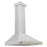 ZLINE 36 in. Autograph Edition Convertible Fingerprint Resistant DuraSnow' Stainless Steel Range Hood [Color: Gold Accents] - (KB4SNZ36G)