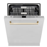 ZLINE Autograph Edition 24" 3rd Rack Top Touch Control Tall Tub Dishwasher in Stainless Steel with Accent Handle, 45dBa (DWMTZ-304-24) [Color: Gold] - (DWMTZ30424G)