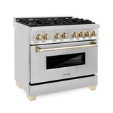 ZLINE Autograph Edition 36" 4.6 cu. ft. Dual Fuel Range with Gas Stove and Electric Oven in Stainless Steel with Accents (RAZ-36) [Color: Gold] - (RAZ36G)