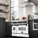 ZLINE Autograph Edition 48" 6.0 cu. ft. Dual Fuel Range with Gas Stove and Electric Oven in Stainless Steel with White Matte Door with Accents (RAZ-WM-48) [Color: Matte Black] - (RAZWM48MB)