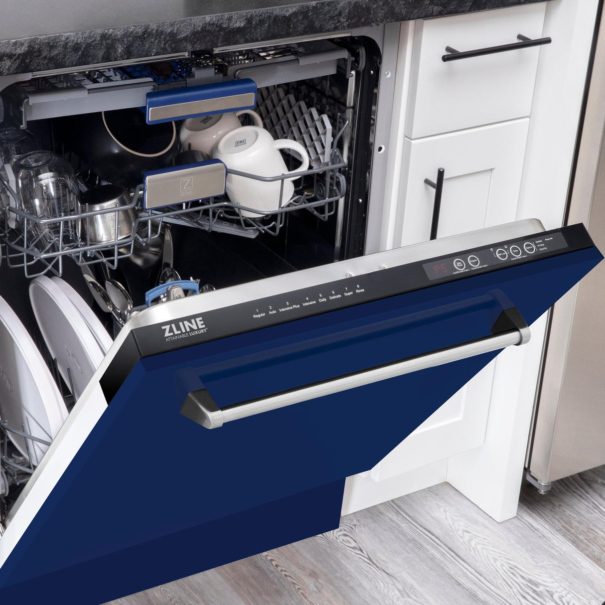 ZLINE 24" Tallac Series 3rd Rack Dishwasher with Traditional Handle, 51dBa (DWV-24) [Color: Blue Gloss] - (DWVBG24)