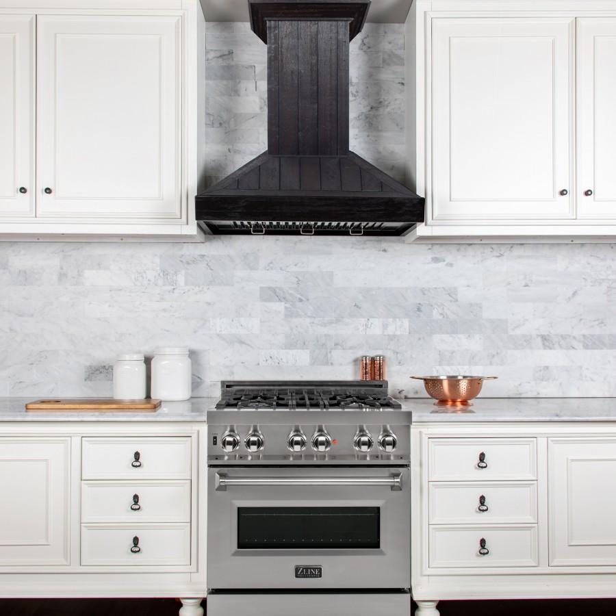 ZLINE Wooden Wall Mount Range Hood In Rustic Dark Finish - Includes Motor (KPDD) - (KPDD36)