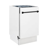 ZLINE Autograph Edition 18" Compact 3rd Rack Top Control Dishwasher in White Matte with Matte Black Handle, 51dBa (DWVZ-WM-18-MB) - (DWVZWM18MB)