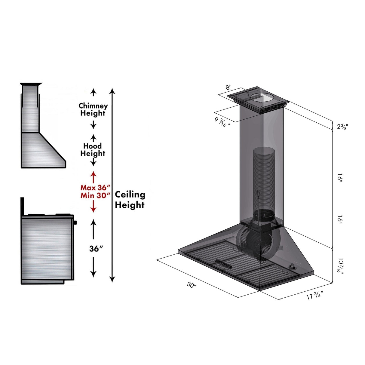 ZLINE Convertible Vent Wall Mount Range Hood in Stainless Steel with Crown Molding (KL2CRN) - (KL2CRN30)