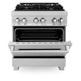 ZLINE 30 in. 4.0 cu. ft. Dual Fuel Range with Gas Stove and Electric Oven in All DuraSnow Stainless Steel with Color Door Options (RAS-SN-30) [Color: DuraSnow Stainless Steel with Brass Burners] - (RASSNBR30)