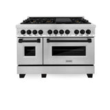 ZLINE Autograph Edition 48" 6.0 cu. ft. Dual Fuel Range with Gas Stove and Electric Oven in Stainless Steel with Accents (RAZ-48) [Color: Matte Black] - (RAZ48MB)