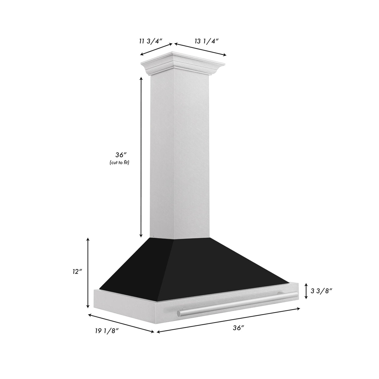 ZLINE 36 in. Stainless Steel Range Hood with Stainless Steel Handle and Color Options (KB4STX-36) [Color: Black Matte Shell] - (KB4STXBLM36)